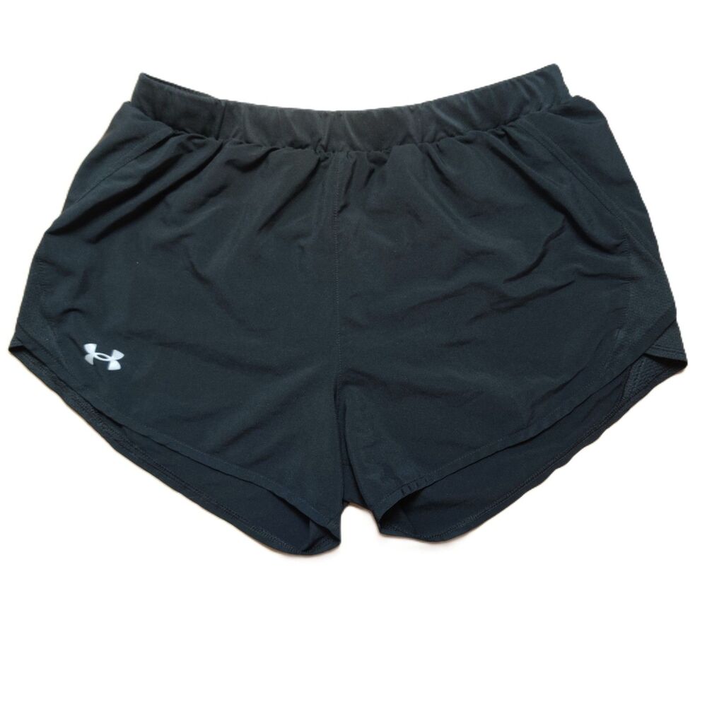 Under Armour Womens Black Running Shorts Size LG Loose HeatGear Lightweight
